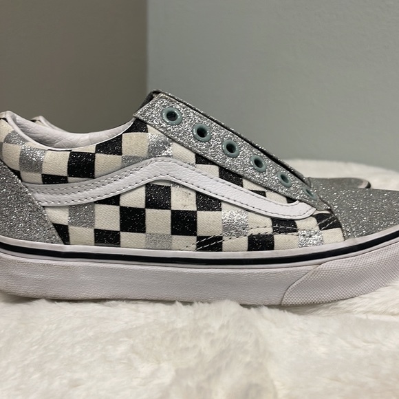 VANS OFF THE WALL GLITTER CHECKERBOARD OLD SKOOL SHOES - Picture 7 of 10